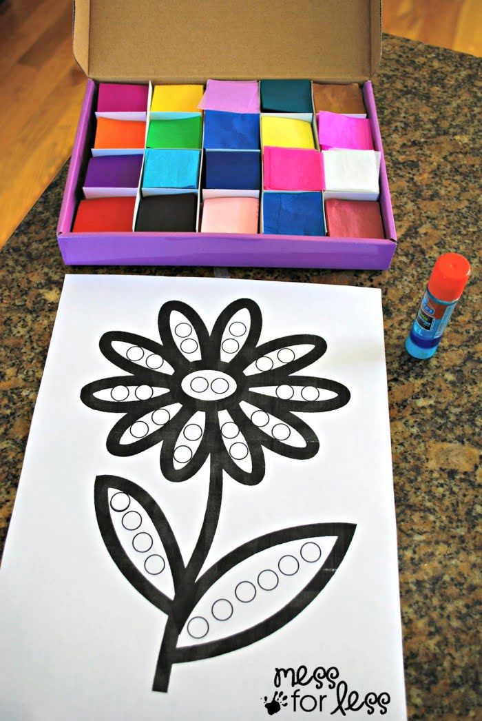 Tissue Paper Flower Art Activity
