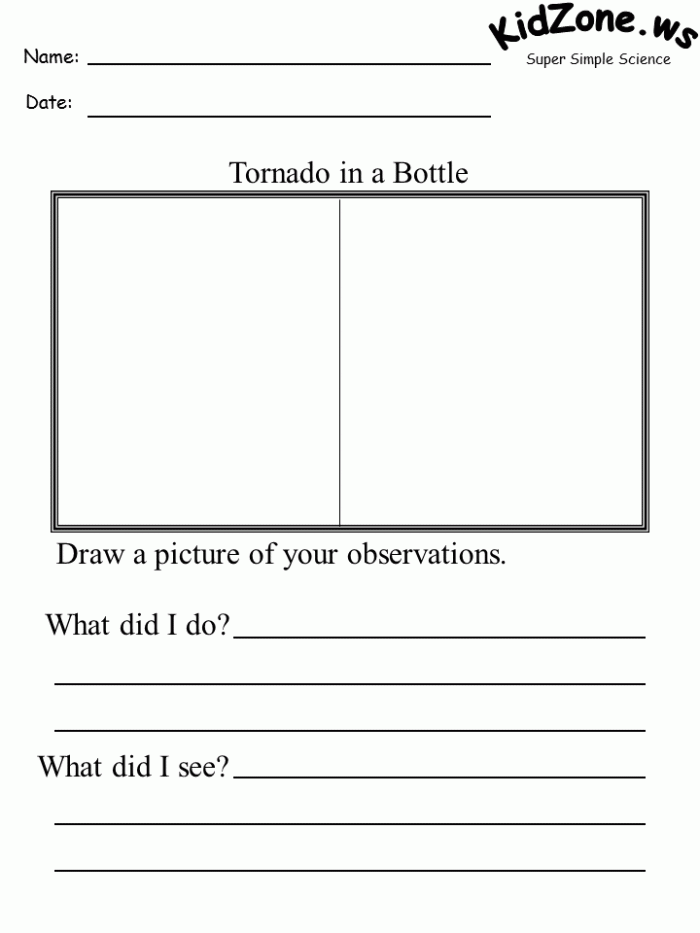 Tornado In A Bottle Activity Sheet