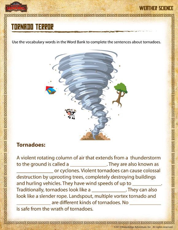 Tornado Science Worksheets | 99Worksheets