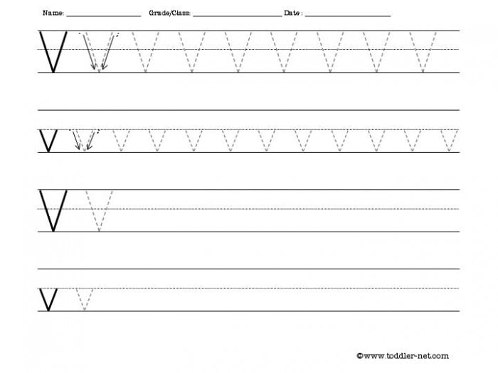 Tracing And Writing Letter V Worksheet