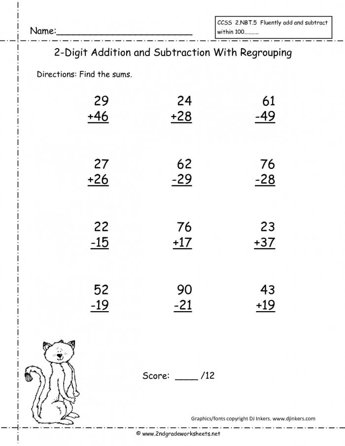 Adding And Subtracting Double And Triple Digit Numbers Worksheet Pdf