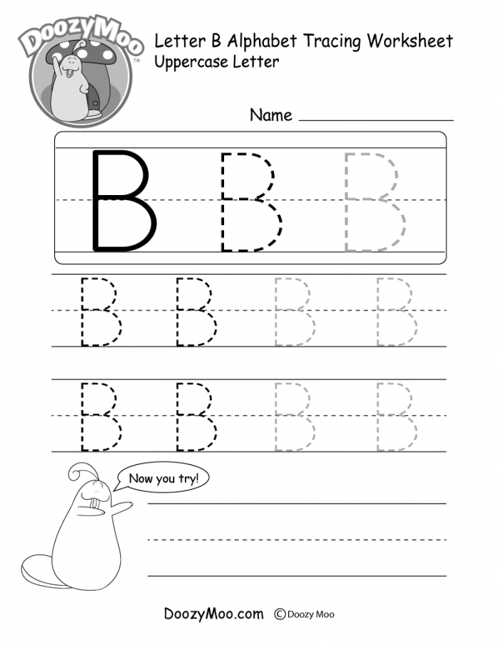 Uppercase Letter B Tracing Worksheet