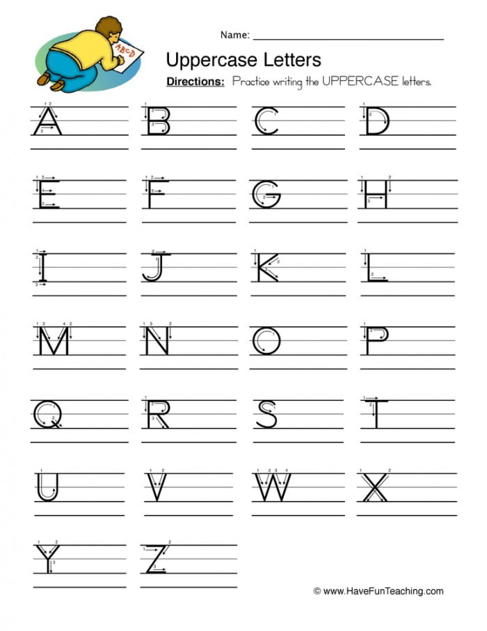 Uppercase Letters Writing Worksheet  Have Fun Teaching