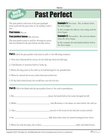 Verb Tense Worksheets
