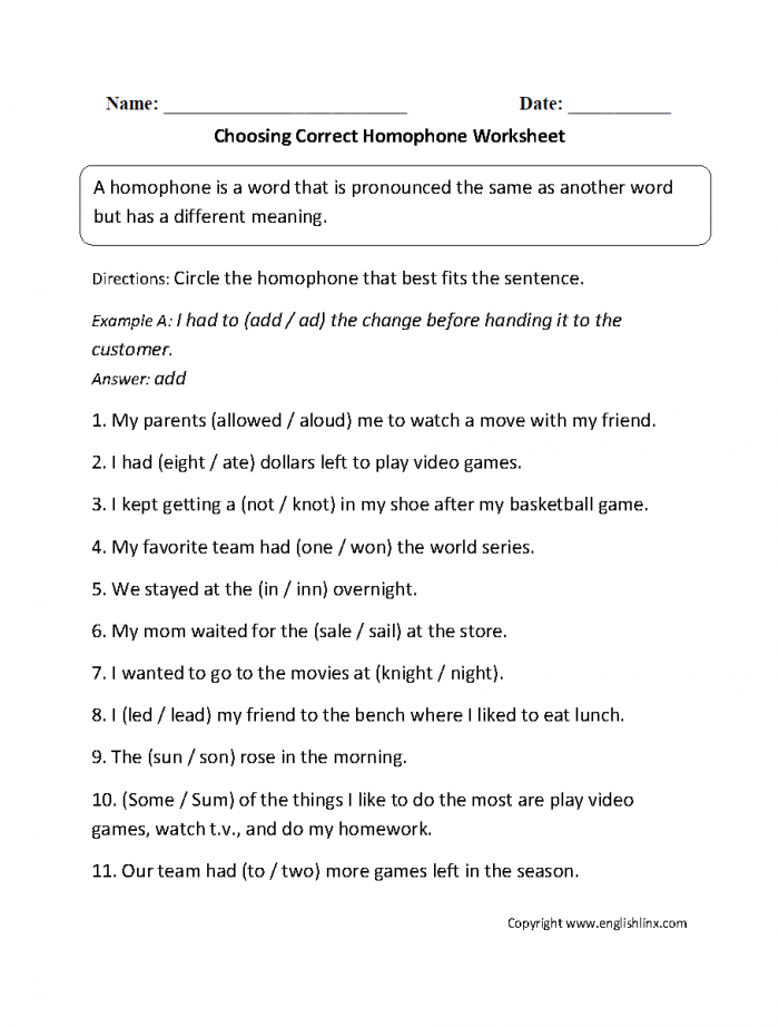 Vocabulary Worksheets