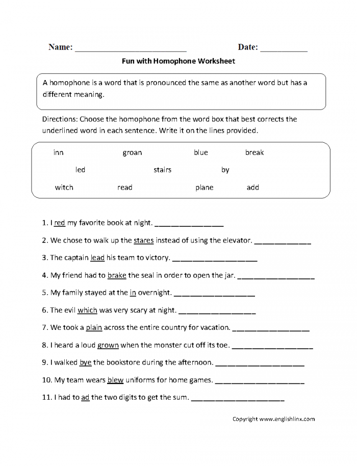 Vocabulary Worksheets