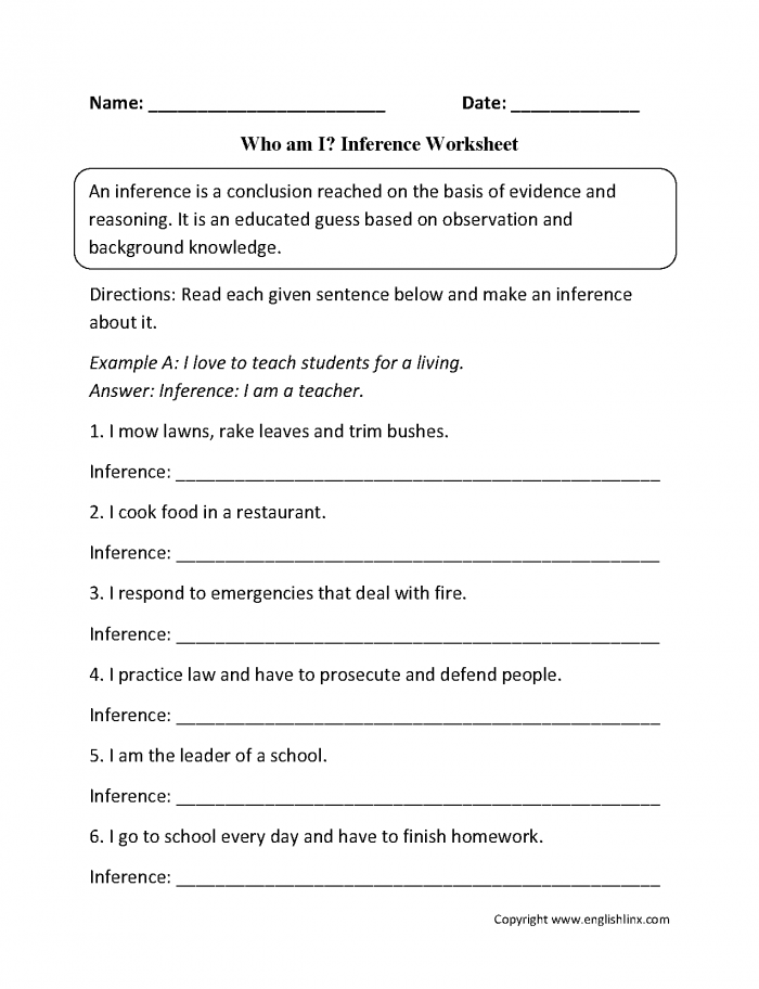 Who Am I Inference Worksheets With Images