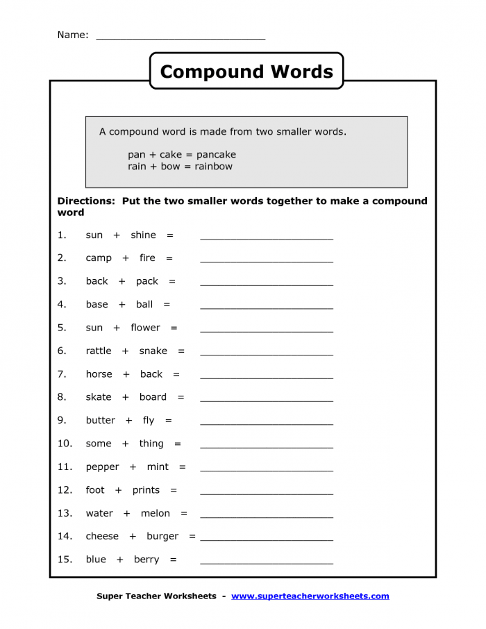 Worksheets For Compound Words