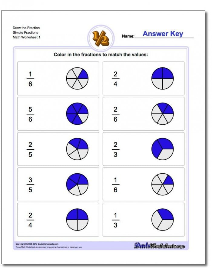 Worksheets For Drawing Fractions These Exercises Create