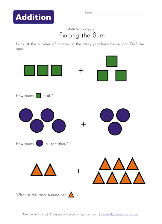 Addition With Shapes With Images