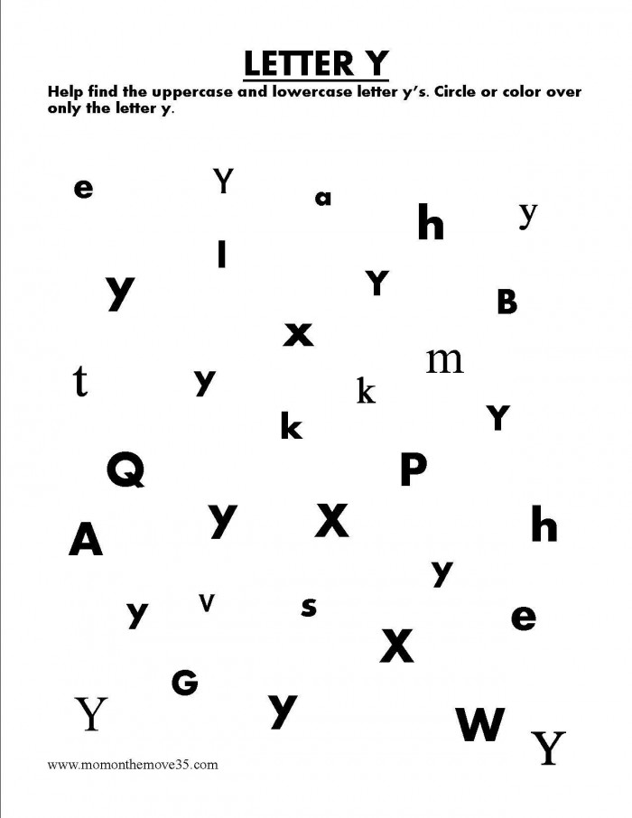 Find The Letters: “Y” Worksheets | 99Worksheets