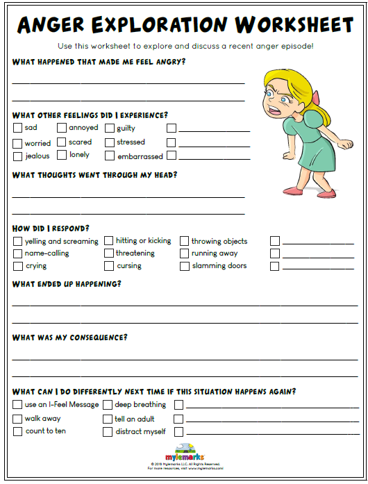 Anger Exploration Worksheet Es