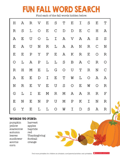 Autumn Word Search