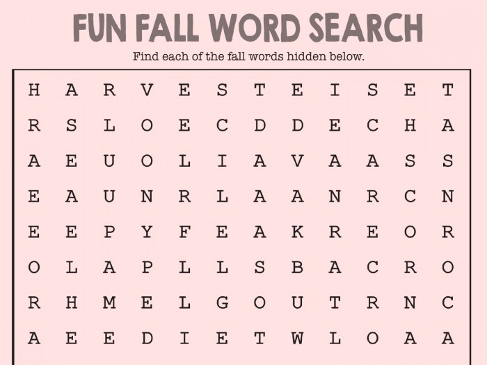 Autumn Word Search