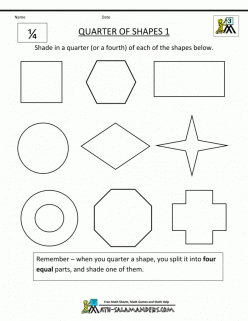 Fractions Of Shapes: 1/4