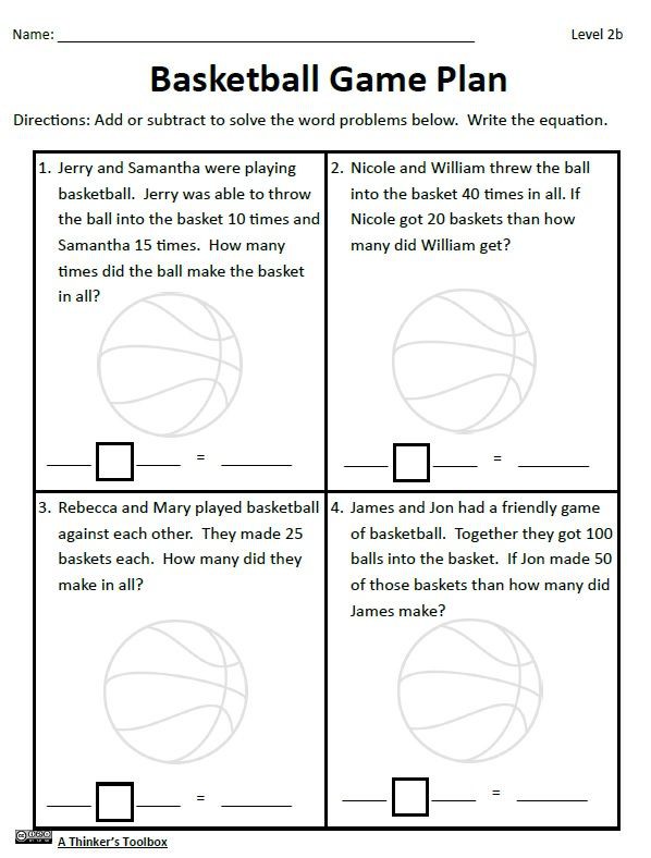 Word Problems In Sports Addition And Subtraction Worksheets 99Worksheets