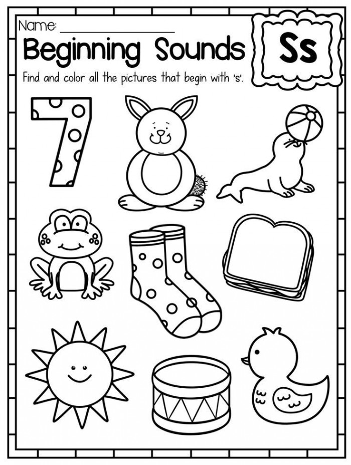 Free Printable Worksheet On Beginning Sound S