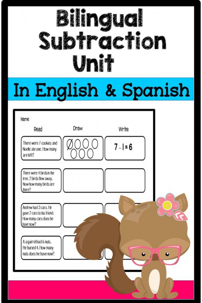 Bilingual Subtraction Unit In English   Spanish With Images