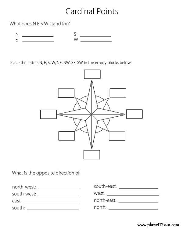 Free Printable Cardinal Directions Worksheet