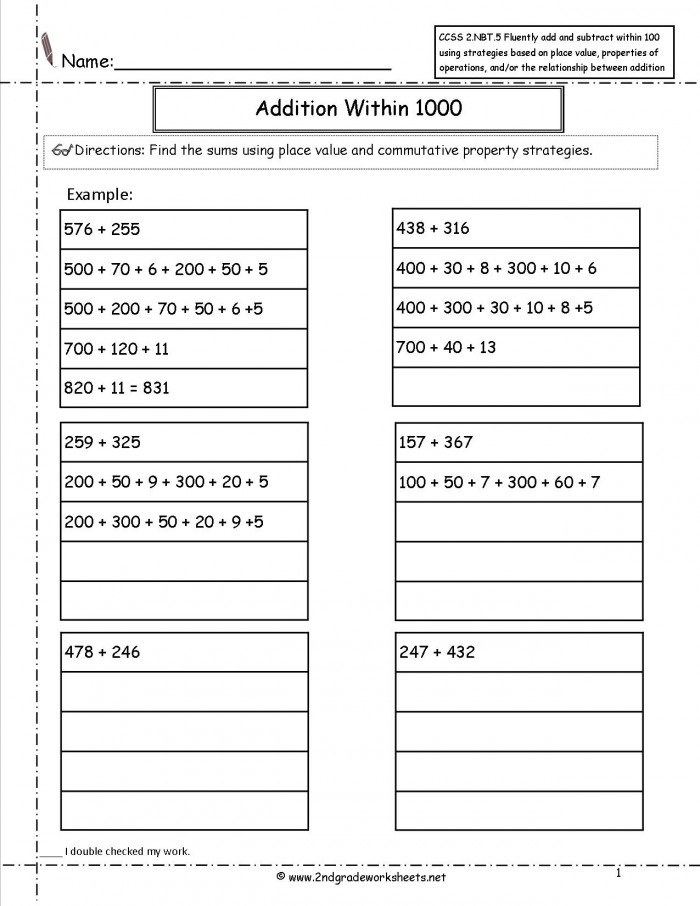Ccss Nbt Worksheets  Addition And Subtraction Within