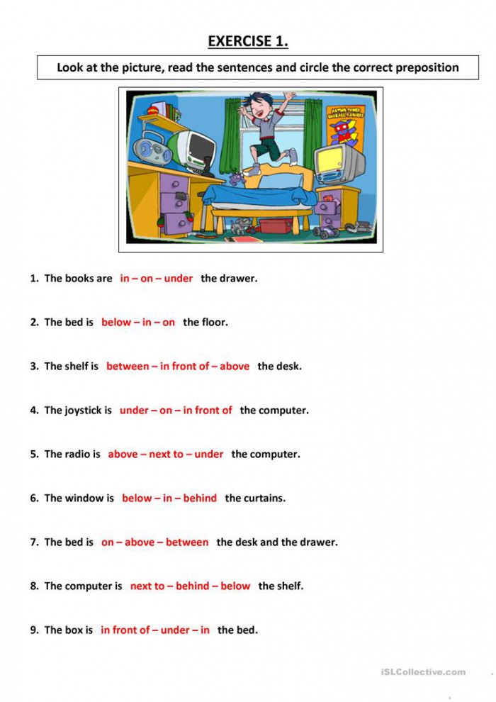 Pick The Preposition Worksheets | 99Worksheets