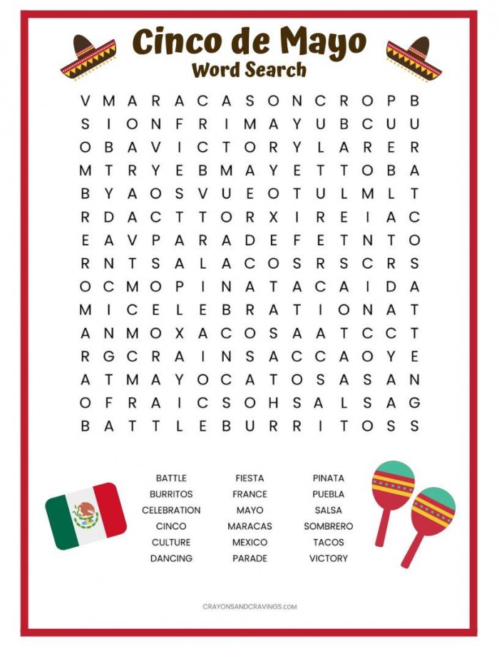 Cinco De Mayo Word Search Free Printable With Images
