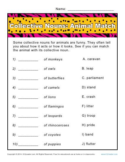 Animal Nouns Worksheets | 99Worksheets Animal Nouns Worksheets | 99Worksheets