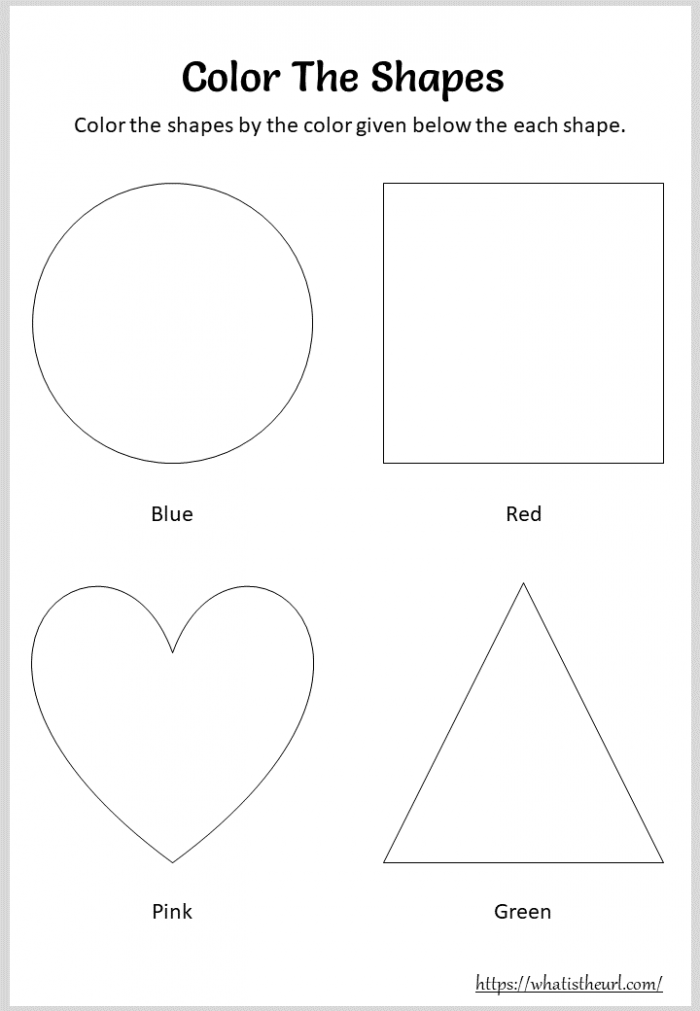 Color The Shapes Worksheets For Kindergarten