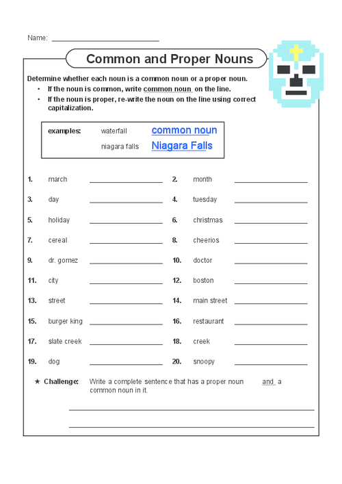 Identifying Common And Proper Nouns Worksheet Grade 2