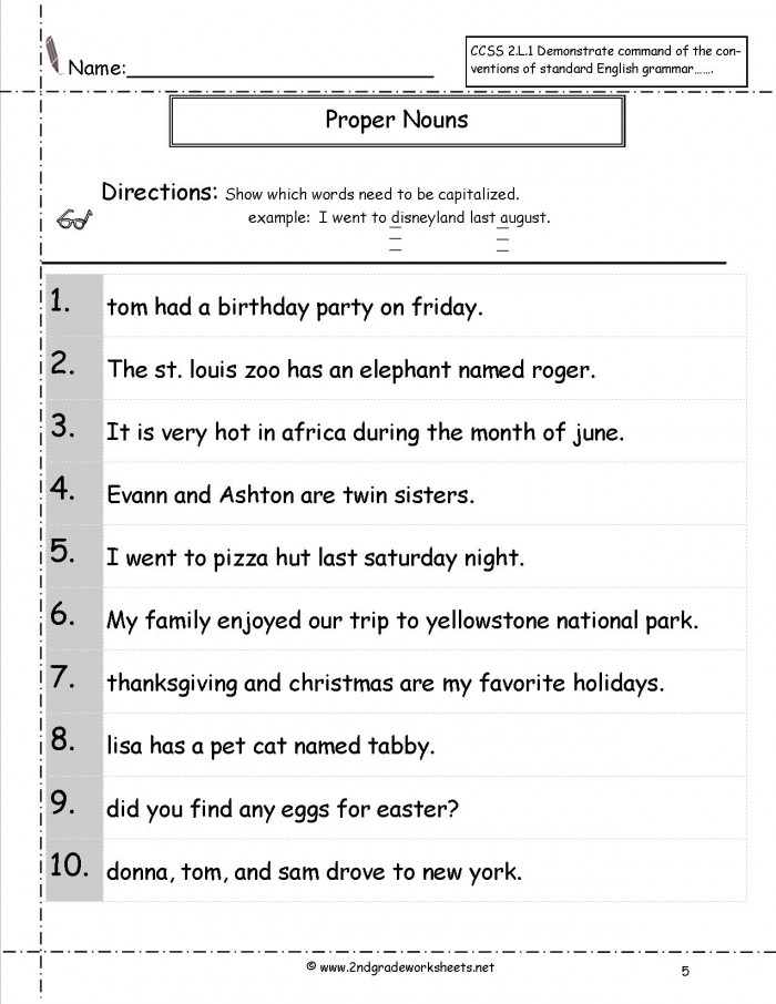 Common And Proper Nouns Worksheet