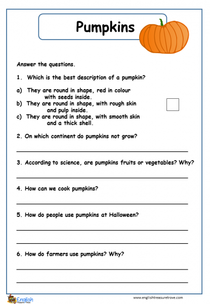 Comprehension  Page   English Treasure Trove