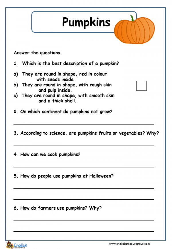 Comprehension  Page   English Treasure Trove Com Imagens