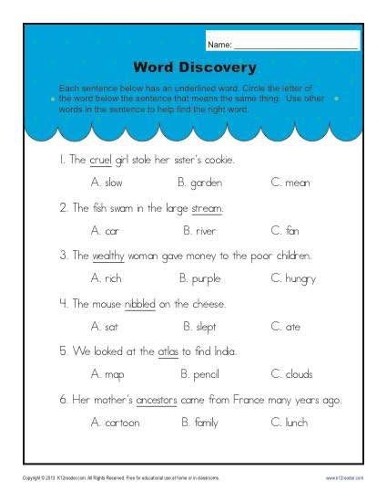 Context Clues Worksheets For Nd Grade