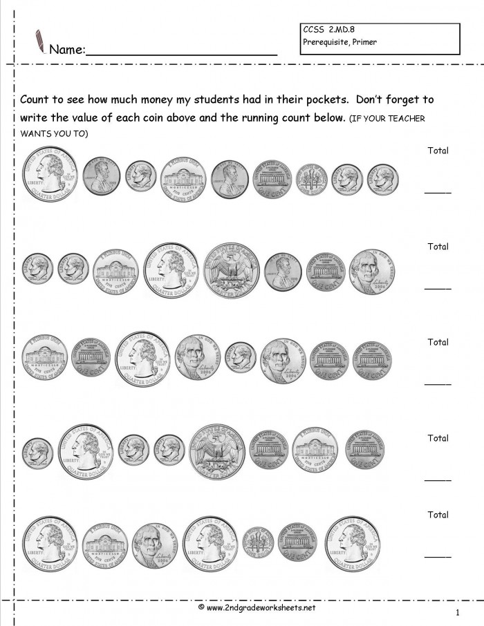 Counting Coins And Money Worksheets And Printouts
