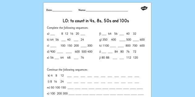 Counting In S  S  S And S Worksheet Teacher Made