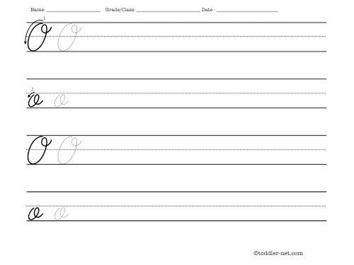 Cursive Letter O Worksheet