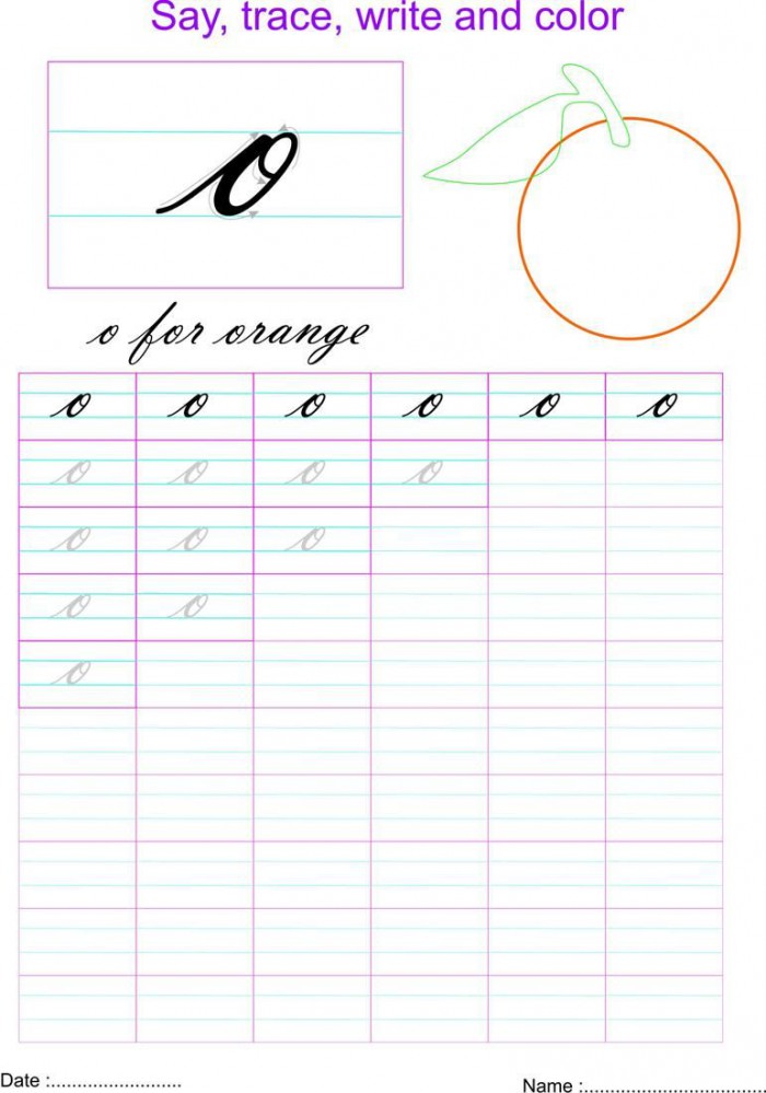 Cursive Small Letter O Worksheet With Images