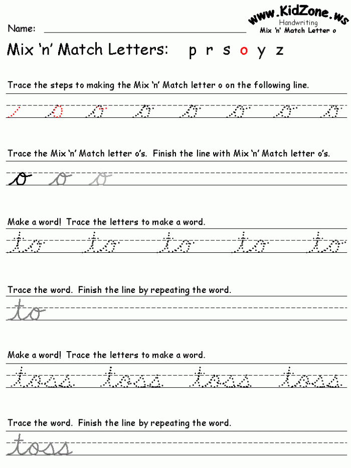 Cursive O Worksheets | 99Worksheets