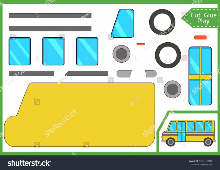 Cut Glue Paper Cartoon School Bus Stock Vector Royalty Free