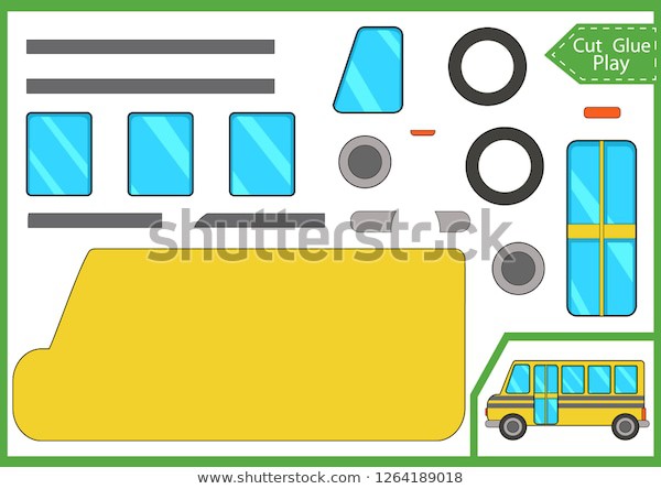Cut Glue Paper Cartoon School Bus Stock Vector Royalty Free