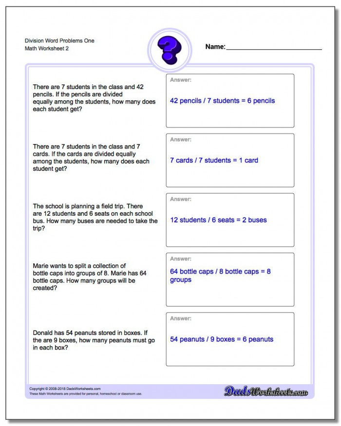 Dividing Decimals Word Problems Worksheet