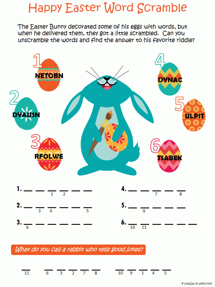 Easter Word Scramble Puzzle With Images