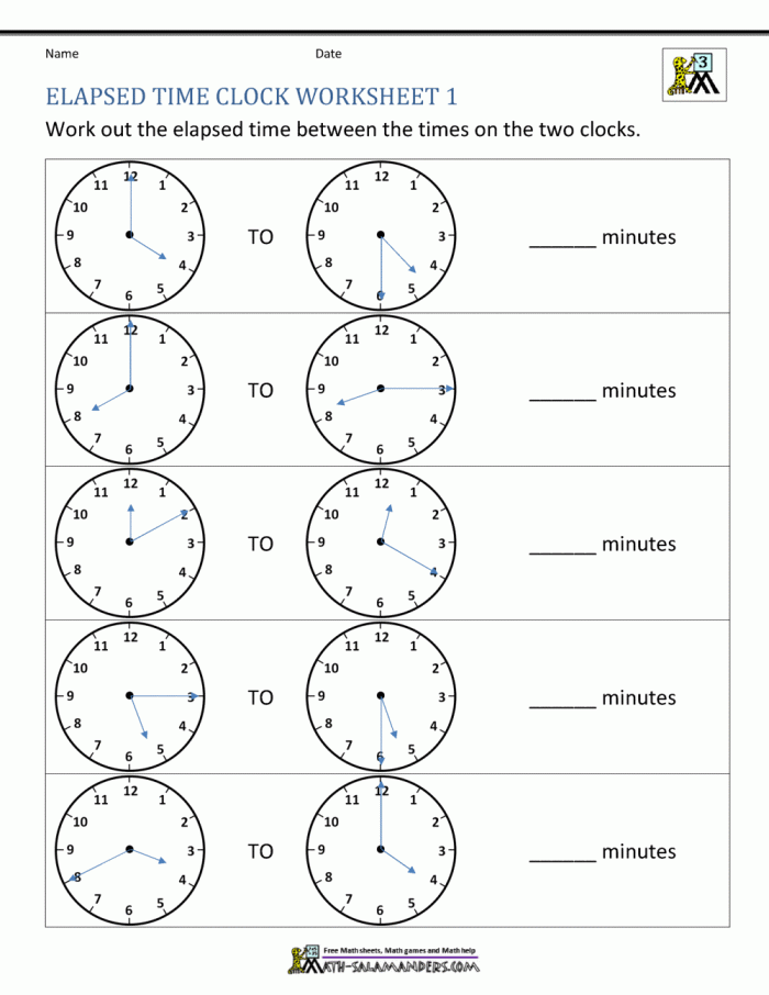 Elapsed Time Worksheets