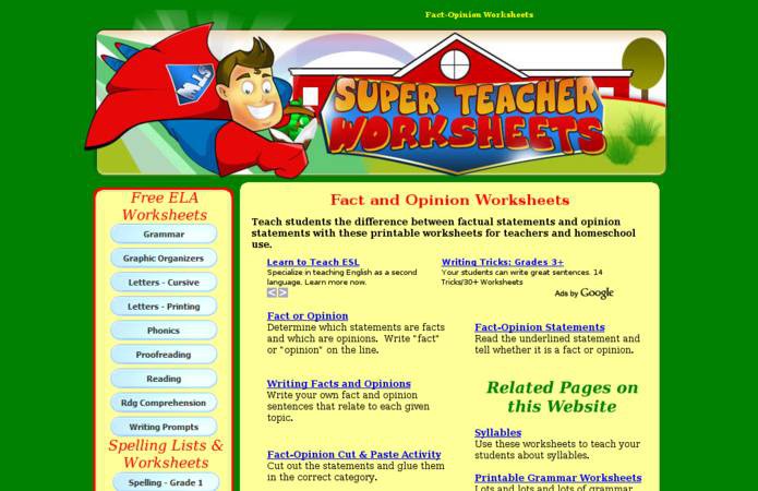 Fact  Opinion Worksheets  Resources  Digital Chalkboard