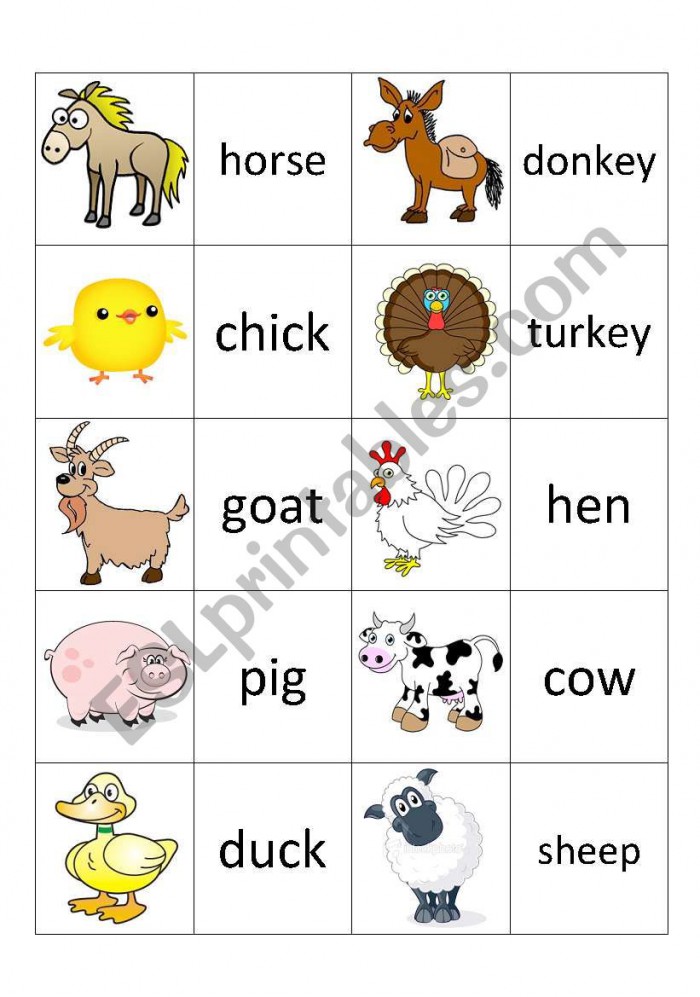 Animals Matching Game Worksheets | 99Worksheets