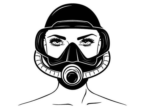 Female Scuba Diver Mask Woman Sport Strong Equality Power