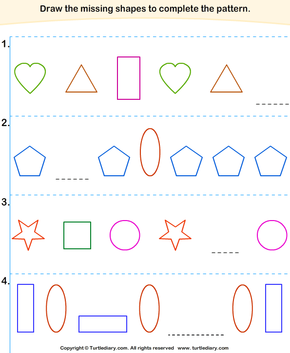 Find Pattern In Each Sequence Of Shapes Worksheet