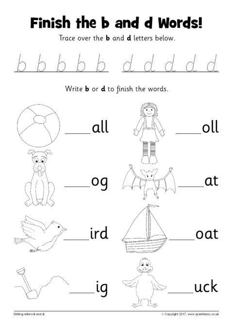 Finish The Words Worksheets  B And D Sb