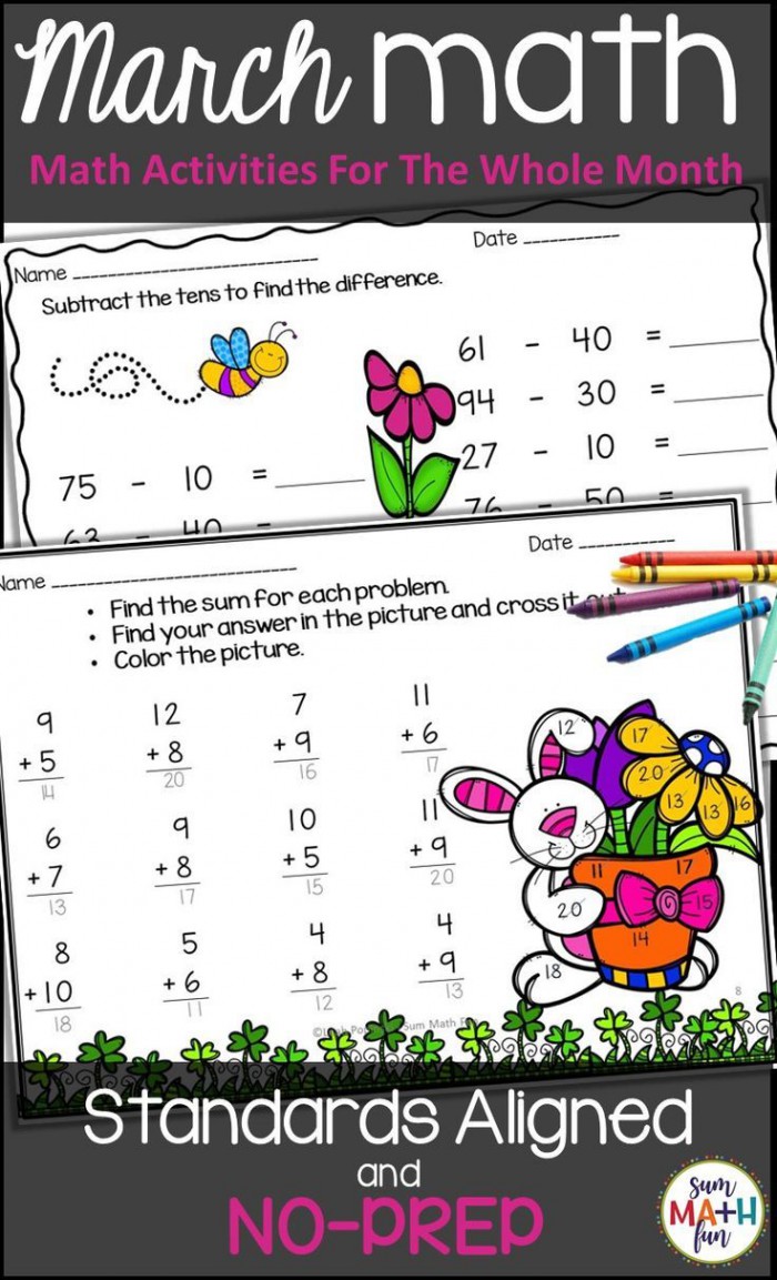 First Grade Math Activities For The Month Of March