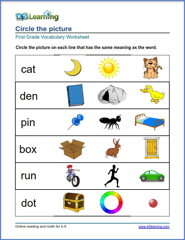 First Grade Vocabulary Worksheets  Printable And Organized By